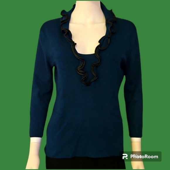 RED Faux Leather Trim Colonial Jabot Ruffle Teal Gasparilla Castlecore Top - Picture 1 of 10